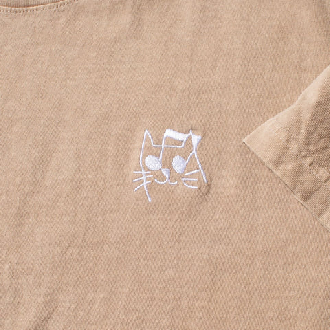 Music Cat Embroidered T - Mushroom - Made in USA